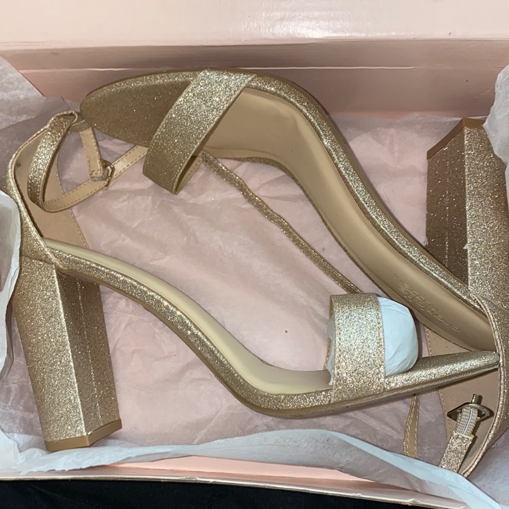Gold Glitter Mesh Heels